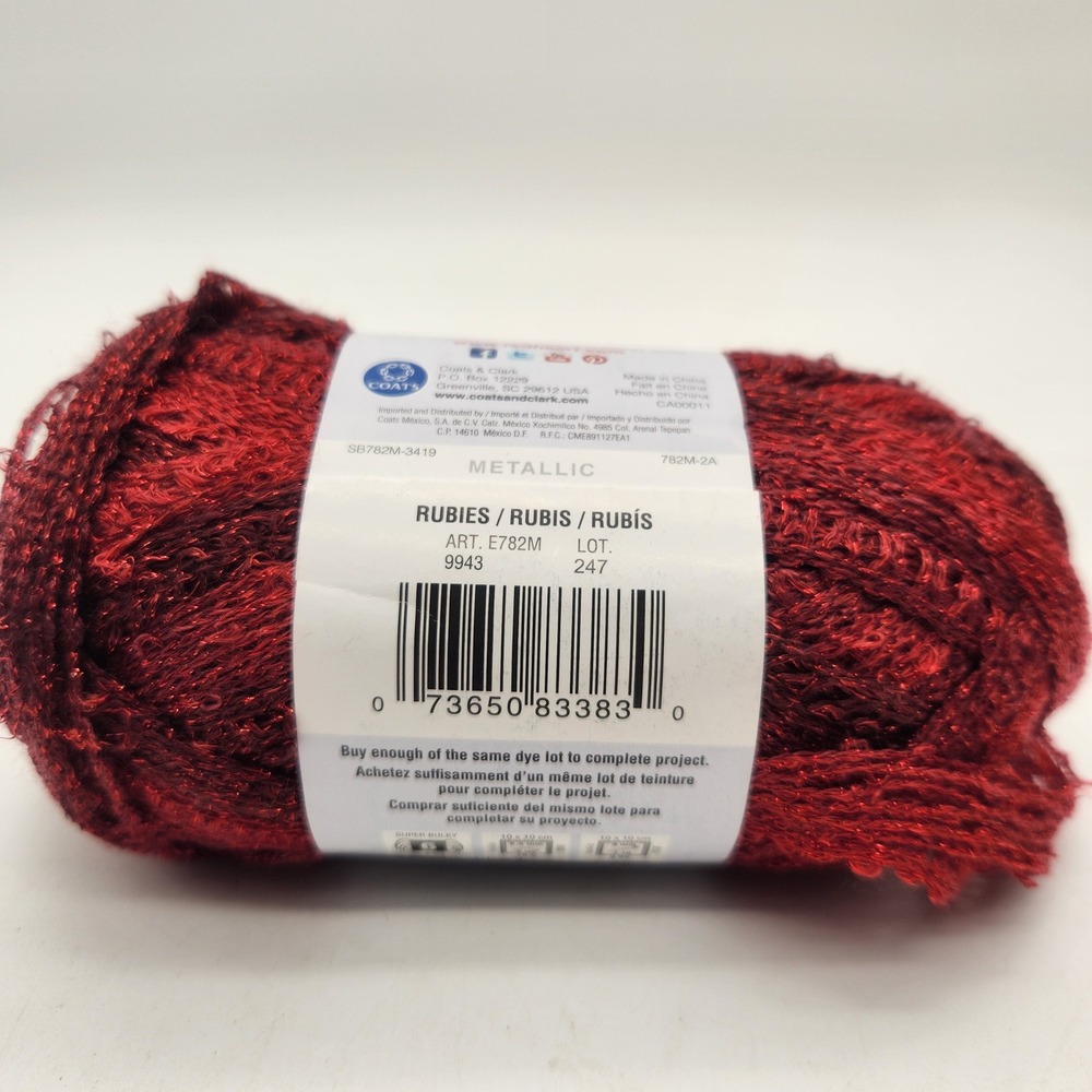 Red Heart Boutique Sashay Metallic Yarn Rubies Red 9943 Super Bulky  30yds R - Picture 6 of 6
